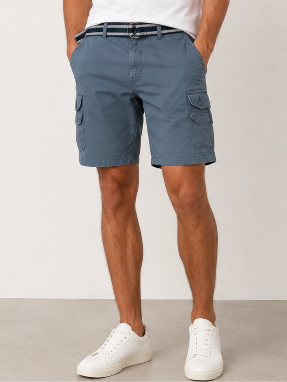Iron Co. Solid Gray Belted Flat Front Cargo Shorts Size 40